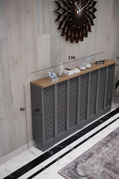 BAGAX Pera Model, Antrasit Üstü Çam Renk,iç Ölçü 136 Cm Dış Ölçü 140 Cm Petek Kaplama, Dresuar - Resim 2