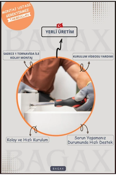BAGAX Petek Önü Dresuar Kaplama 116cm Çok Amaçlı Dolaplar Mobilya Kalorifer Petek Önü Kapatma Dekorasyon - Resim 6