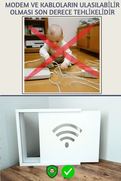 BAGAX Wifi Desenli Modem/sigorta Saklama Kutusu, 40cm X 33cm - Resim 3