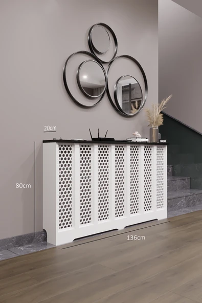 BAGAX Bodrum Model, Beyaz Üstü Siyah Renk,iç Ölçü 136 Cm Dış Ölçü 140 Cm Petek Kaplama, Dresuar ürün görseli