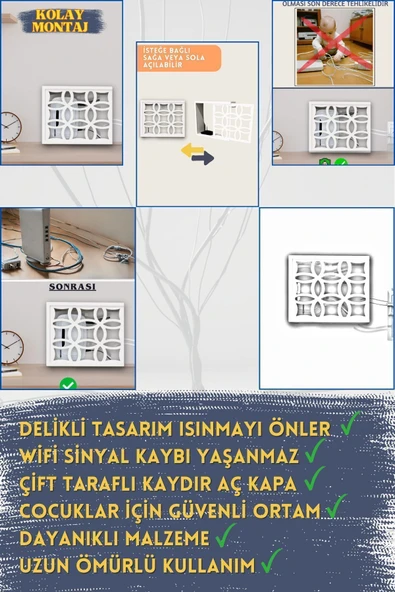 BAGAX Tasarım Çiçek Desenli Modem/sigorta Saklama Kutusu, 40cm X 33cm - Resim 6