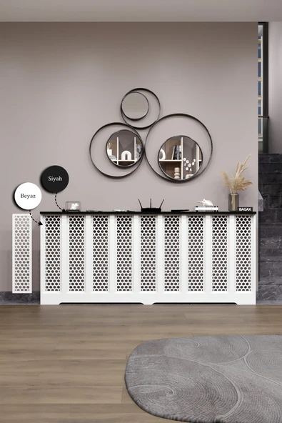 BAGAX Bodrum Model, Beyaz Üstü Siyah Renk,iç Ölçü 176 Cm Dış Ölçü 180 Cm Petek Kaplama, Dresuar ürün görseli