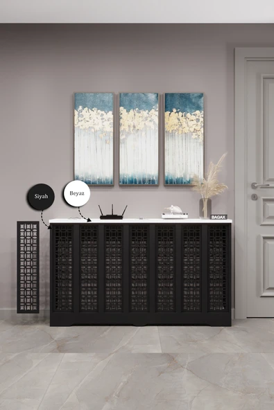 BAGAX Ayasofya Model, Siyah Üstü Beyaz Renk,iç Ölçü 136 Cm Dış Ölçü 140 Cm Petek Kaplama, Dresuar - Resim 2