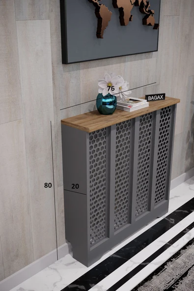 BAGAX Bodrum Model, Antrasit Üstü Çam Renk,iç Ölçü 76 Cm Dış Ölçü 80 Cm Petek Kaplama, Dresuar - Resim 2