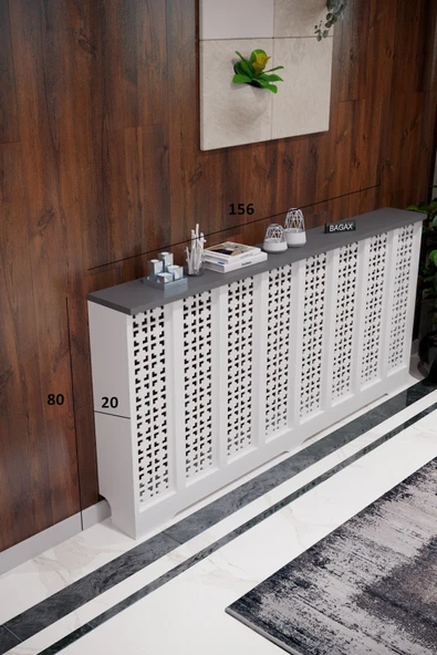 BAGAX Truva Model, Beyaz Üstü Antrasit Renk,iç Ölçü 156 Cm Dış Ölçü 160 Cm Petek Kaplama, Dresuar - Resim 2