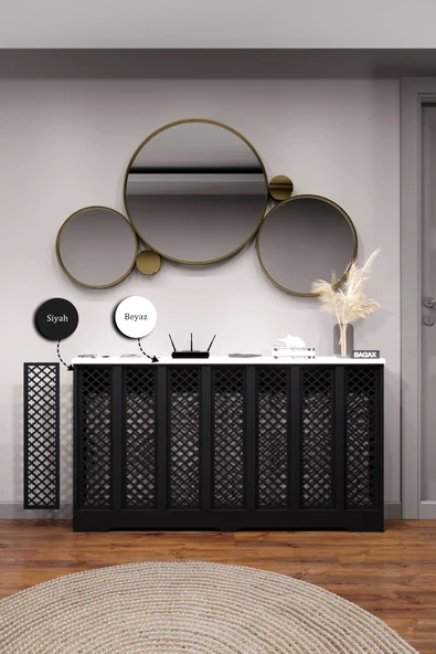 BAGAX Zeugma Model, Siyah Üstü Beyaz Renk,iç Ölçü 136 Cm Dış Ölçü 140 Cm Petek Kaplama, Dresuar - Resim 2