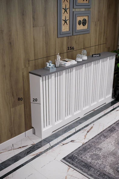 BAGAX Efes Model, Beyaz Üstü Antrasit Renk,iç Ölçü 156 Cm Dış Ölçü 160 Cm Petek Kaplama, Dresuar - Resim 2