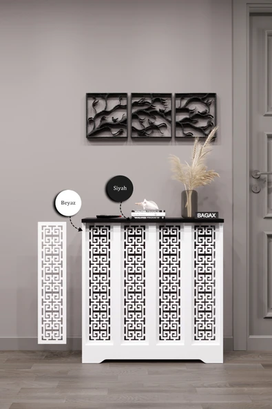 BAGAX Karatay Model, Beyaz Üstü Siyah Renk,iç Ölçü 76 Cm Dış Ölçü 80 Cm Petek Kaplama, Dresuar - Resim 2