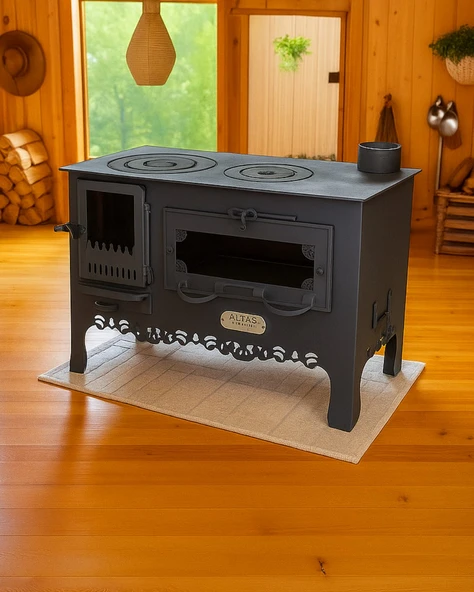 Altaş Şehzade Camlı Karadeniz Kuzinesi Fırınlı Soba ürün görseli