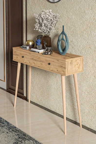 BAGAX 2 Kapaklı Ahşap Ayaklı Modern Dresuar - Resim 3