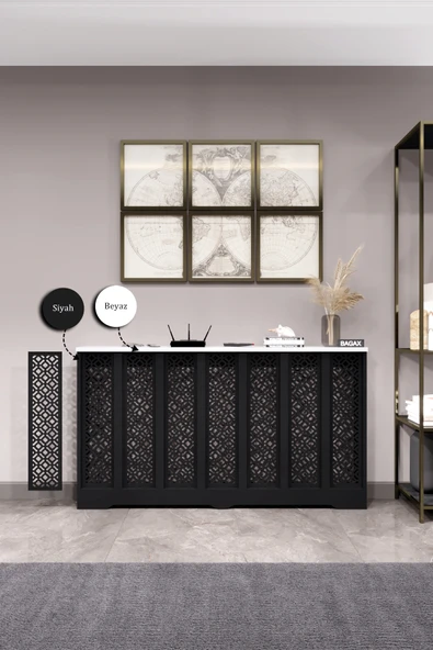 BAGAX Pera Model, Siyah Üstü Beyaz Renk,iç Ölçü 136 Cm Dış Ölçü 140 Cm Petek Kaplama, Dresuar - Resim 2