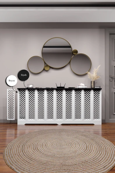 BAGAX Zeugma Model, Beyaz Üstü Siyah Renk,iç Ölçü 176 Cm Dış Ölçü 180 Cm Petek Kaplama, Dresuar ürün görseli