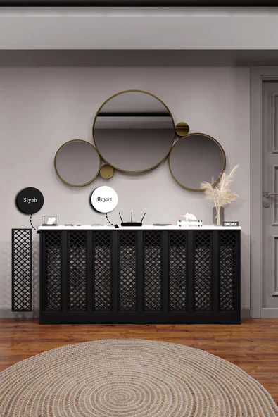 BAGAX Zeugma Model, Siyah Üstü Beyaz Renk,iç Ölçü 156 Cm Dış Ölçü 160 Cm Petek Kaplama, Dresuar - Resim 2