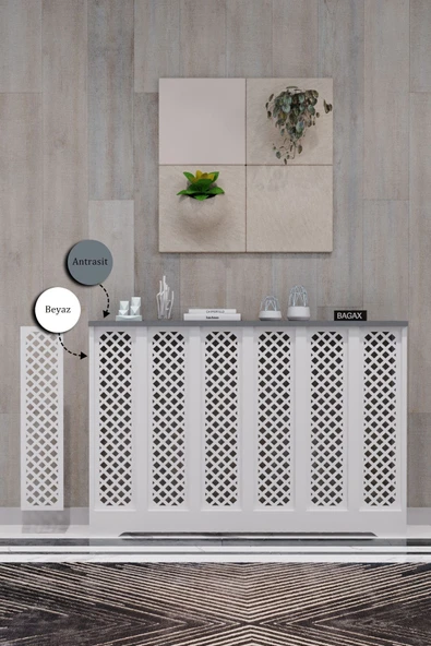 BAGAX Perge Model, Beyaz Üstü Antrasit Renk,iç Ölçü 116 Cm Dış Ölçü 120 Cm Petek Kaplama, Dresuar ürün görseli