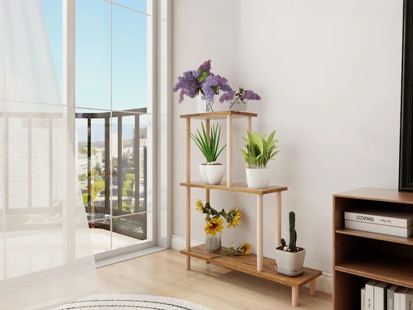 Yaren Çiçeklik Asklık-Saksılık Standı Amalfi-Beyaz Renk - Resim 2