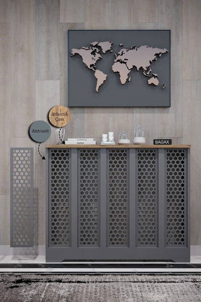 BAGAX Bodrum Model, Antrasit Üstü Çam Renk,iç Ölçü 96 Cm Dış Ölçü 100 Cm Petek Kaplama, Dresuar ürün görseli