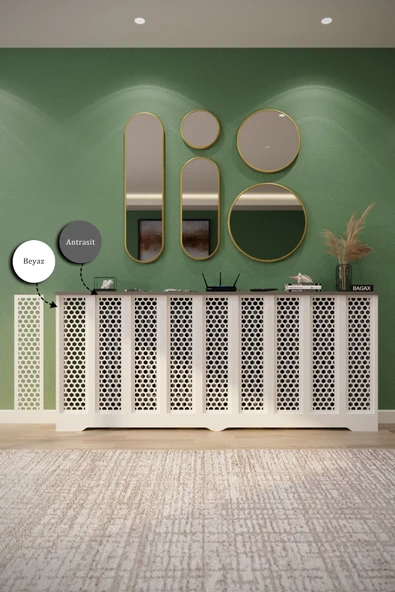 BAGAX Bodrum Model, Beyaz Üstü Antrasit Renk,iç Ölçü 176 Cm Dış Ölçü 180 Cm Petek Kaplama, Dresuar - Resim 2