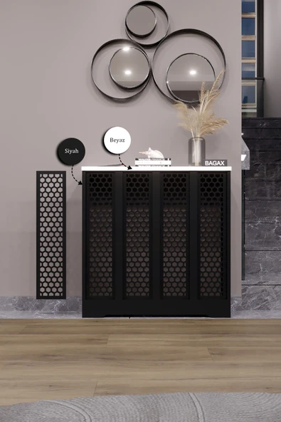 BAGAX Bodrum Model, Siyah Üstü Beyaz Renk,iç Ölçü 76 Cm Dış Ölçü 80 Cm Petek Kaplama, Dresuar - Resim 2