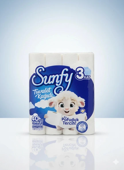 Sunfy 40'lı Tuvalet Kağıdı - 3 Katlı %100 Saf Selüloz Yumuşaklığı - Resim 2