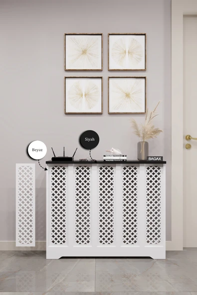 BAGAX Perge Model, Beyaz Üstü Siyah Renk,iç Ölçü 96 Cm Dış Ölçü 100 Cm Petek Kaplama, Dresuar - Resim 2