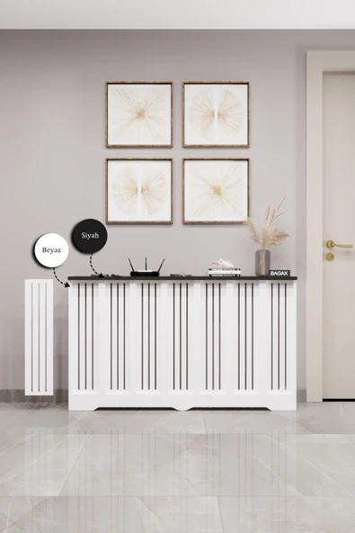 BAGAX Efes Model, Beyaz Üstü Siyah Renk,iç Ölçü 136 Cm Dış Ölçü 140 Cm Petek Kaplama, Dresuar - Resim 2