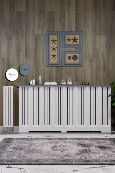 BAGAX Efes Model, Beyaz Üstü Antrasit Renk,iç Ölçü 156 Cm Dış Ölçü 160 Cm Petek Kaplama, Dresuar ürün görseli