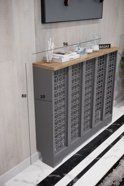 BAGAX Ayasofya Model, Antrasit Üstü Çam Renk,iç Ölçü 96 Cm Dış Ölçü 100 Cm Petek Kaplama, Dresuar - Resim 2