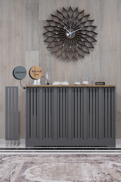 BAGAX Efes Model, Antrasit Üstü Atlantik Çam Renk,iç Ölçü 116 Cm Dış Ölçü 120 Cm Petek Kaplama, Dresuar ürün görseli