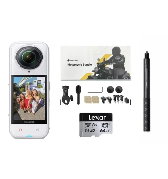 Insta360 X5 White Aksiyon Kamerası - Motosiklet Kiti 64 GB (Foto Ekspres) ürün görseli