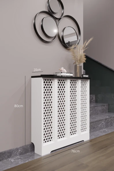 BAGAX Bodrum Model, Beyaz Üstü Siyah Renk,iç Ölçü 76 Cm Dış Ölçü 80 Cm Petek Kaplama, Dresuar - Resim 2