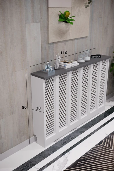 BAGAX Bodrum Model, Beyaz Üstü Antrasit Renk,iç Ölçü 116 Cm Dış Ölçü 120 Cm Petek Kaplama, Dresuar - Resim 2