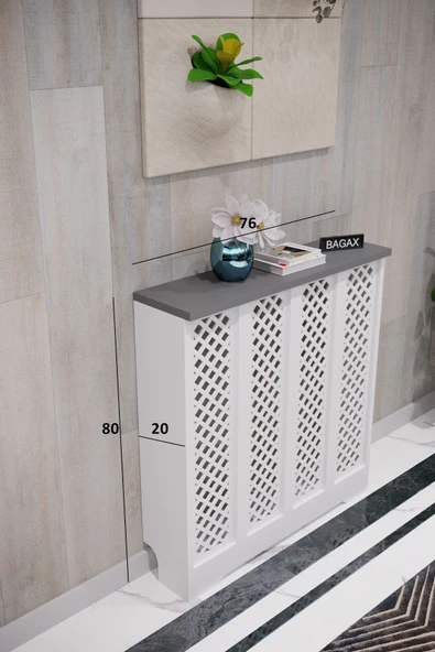 BAGAX Perge Model, Beyaz Üstü Antrasit Renk,iç Ölçü 76 Cm Dış Ölçü 80 Cm Petek Kaplama, Dresuar - Resim 2