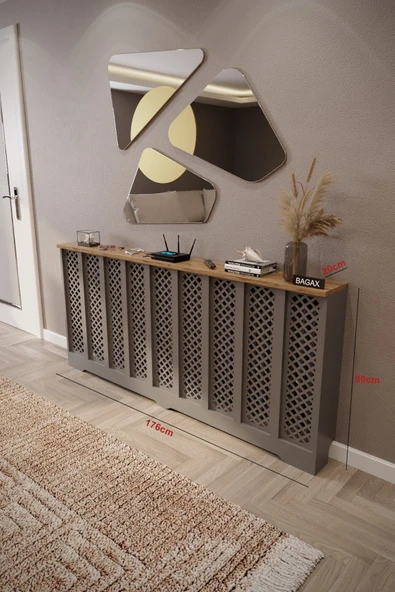 BAGAX Desen D7, Antrasit Üstü Çam Renk,iç Ölçü 176 Cm Dış Ölçü 180 Cm Petek Kaplama, Dresuar - Resim 3