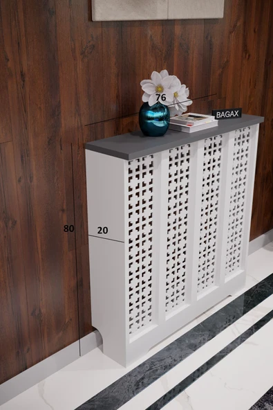 BAGAX Truva Model, Beyaz Üstü Antrasit Renk,iç Ölçü 76 Cm Dış Ölçü 80 Cm Petek Kaplama, Dresuar - Resim 2