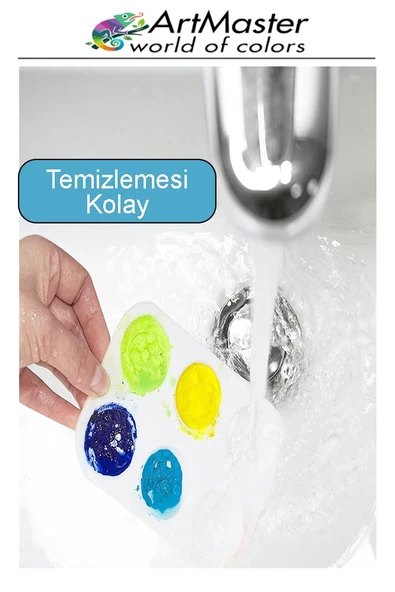 Resim Paleti 10 Adet Plastik Boyama Paleti Godeli Ressam Paleti Akrilik Boya Guaj Boya Suluboya Resim Yapma Boya Paleti - Resim 5