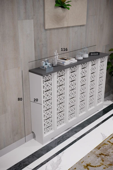 BAGAX Karatay Model, Beyaz Üstü Antrasit Renk,iç Ölçü 116 Cm Dış Ölçü 120 Cm Petek Kaplama, Dresuar - Resim 2