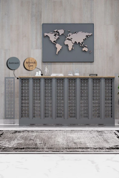 BAGAX Ayasofya Model, Antrasit Üstü Çam Renk,iç Ölçü 156 Cm Dış Ölçü 160 Cm Petek Kaplama, Dresuar - Resim 2