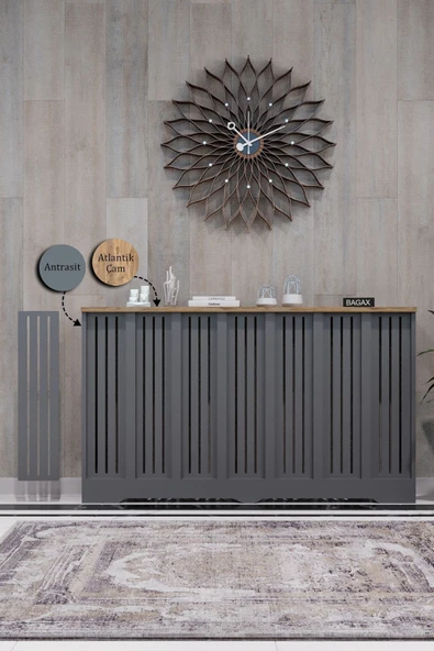 BAGAX Efes Model, Antrasit Üstü Çam Renk,iç Ölçü 136 Cm Dış Ölçü 140 Cm Petek Kaplama, Dresuar ürün görseli