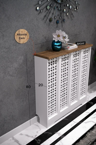 BAGAX Truva Model,beyaz Üstü Çam Renk,iç Ölçü 76 Cm Dış Ölçü 80 Cm Petek Kaplama, Dresuar ürün görseli