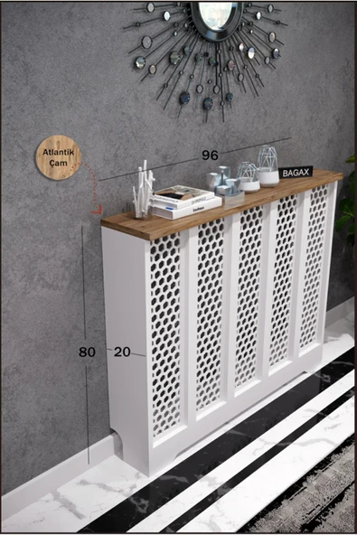 BAGAX Bodrum Model, Beyaz Üstü Çam Renk,iç Ölçü 96 Cm Dış Ölçü 100 Cm Petek Kaplama, Dresuar ürün görseli