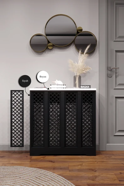 BAGAX Zeugma Model, Siyah Üstü Beyaz Renk,iç Ölçü 76 Cm Dış Ölçü 80 Cm Petek Kaplama, Dresuar - Resim 2