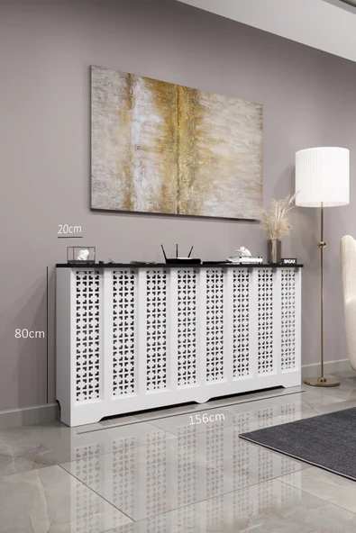 BAGAX Truva Model, Beyaz Üstü Siyah Renk,iç Ölçü 156 Cm Dış Ölçü 160 Cm Petek Kaplama, Dresuar - Resim 2