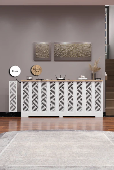 BAGAX Gordion Model, Beyaz Üstü Çam Renk,iç Ölçü 176 Cm Dış Ölçü 180 Cm Petek Kaplama, Dresuar - Resim 2