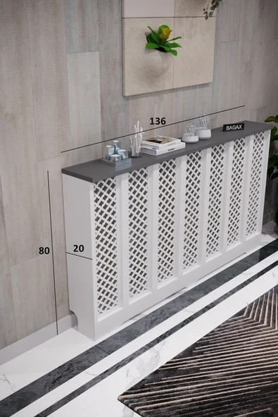 BAGAX Zeugma Model, Beyaz Üstü Antrasit Renk,iç Ölçü 136 Cm Dış Ölçü 140 Cm Petek Kaplama, Dresuar - Resim 2