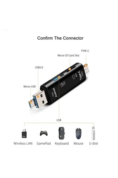 Micro Usb -type C - Usb Telefon Adaptörü Micro Sd/usb Okuyucu Dönüştürücü 16 gb kart hedıye - Resim 4