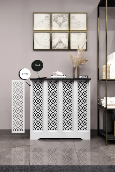 BAGAX Pera Model, Beyaz Üstü Siyah Renk,iç Ölçü 76 Cm Dış Ölçü 80 Cm Petek Kaplama, Dresuar - Resim 2