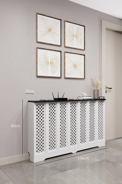 BAGAX Perge Model, Beyaz Üstü Siyah Renk,iç Ölçü 136 Cm Dış Ölçü 140 Cm Petek Kaplama, Dresuar ürün görseli