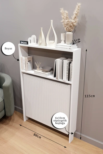BAGAX Myra Model, Beyaz Renk, 80 cm, Petek Üstü Dikey  Çok Amaçlı Raf, Kitaplık - Resim 3