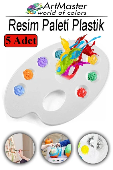 Resim Paleti 5 Adet Plastik Boyama Paleti Godeli Ressam Paleti Akrilik Boya Guaj Boya Suluboya Resim Yapma Boya Paleti ürün görseli