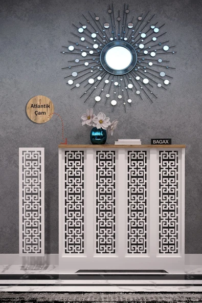 BAGAX Karatay Model,beyaz Üstü Çam Renk,iç Ölçü 76 Cm Dış Ölçü 80 Cm Petek Kaplama, Dresuar ürün görseli